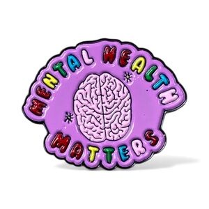 Mental health matters Pin NEW pinback colorful enamel with brain image